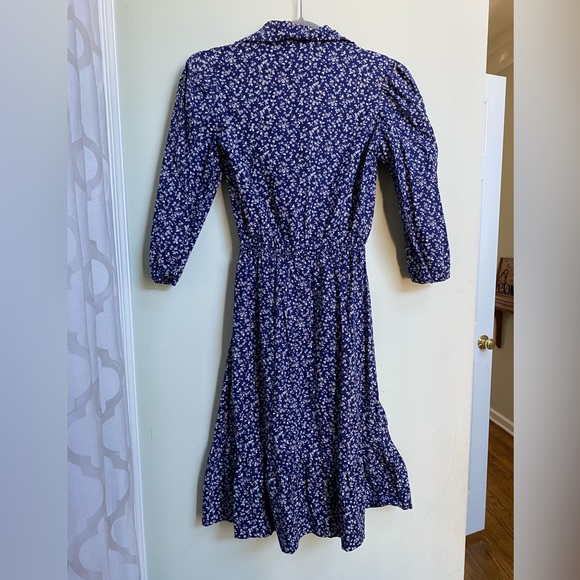Vintage prairie cottage core dress floral blue white flowers size small … - Picture 2 of 10